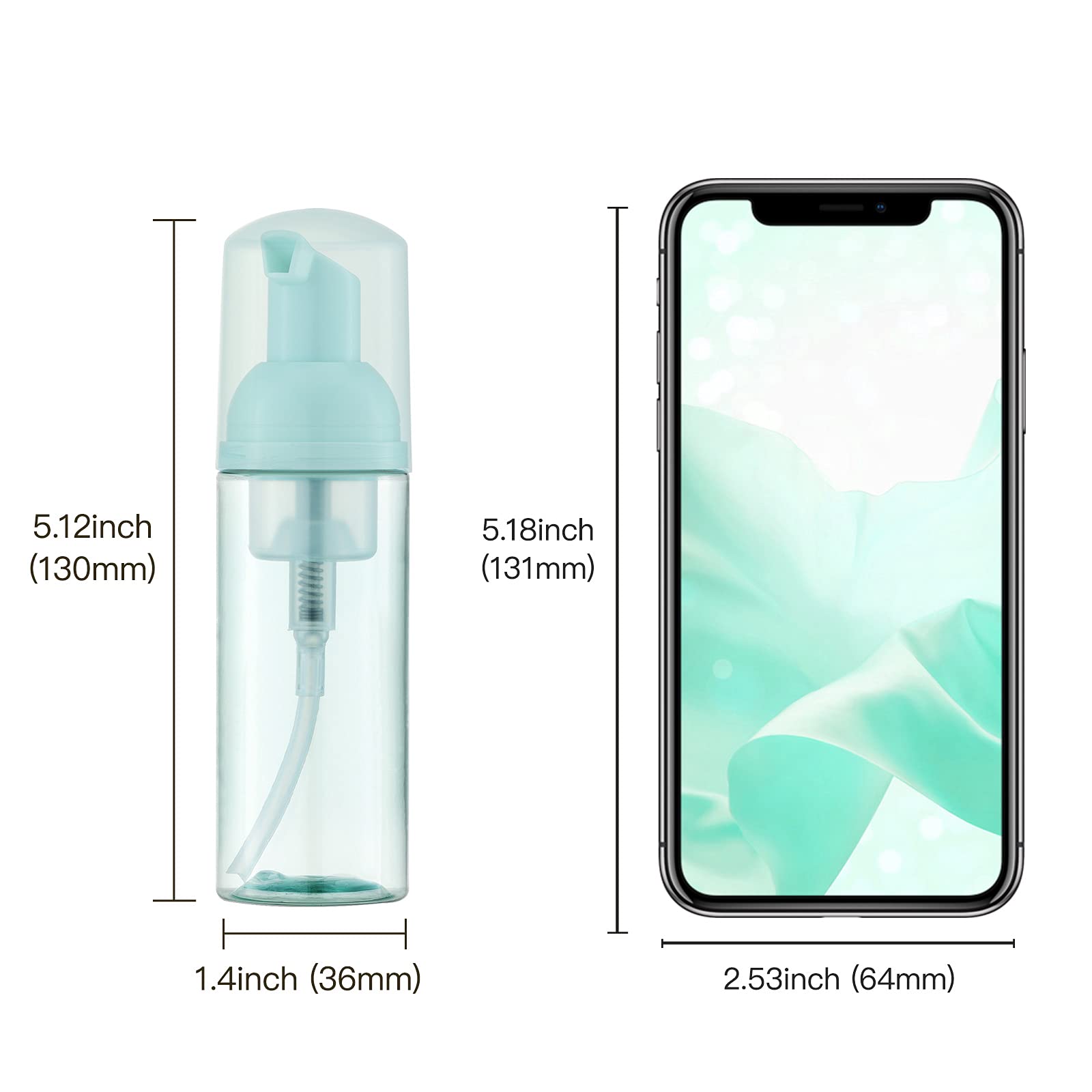 Owlyee 2Oz Foam Bottle (3Pcs) Empty Foaming Pump Dispenser For Hand Soap, Lash Cleanser, Shampoo To Travel (60Ml, Green)